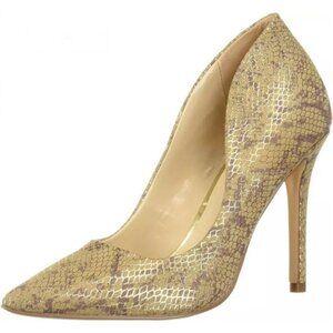 NEW Fergie Acapella Pump Beige Grey Snake Skin Leather Women's 6